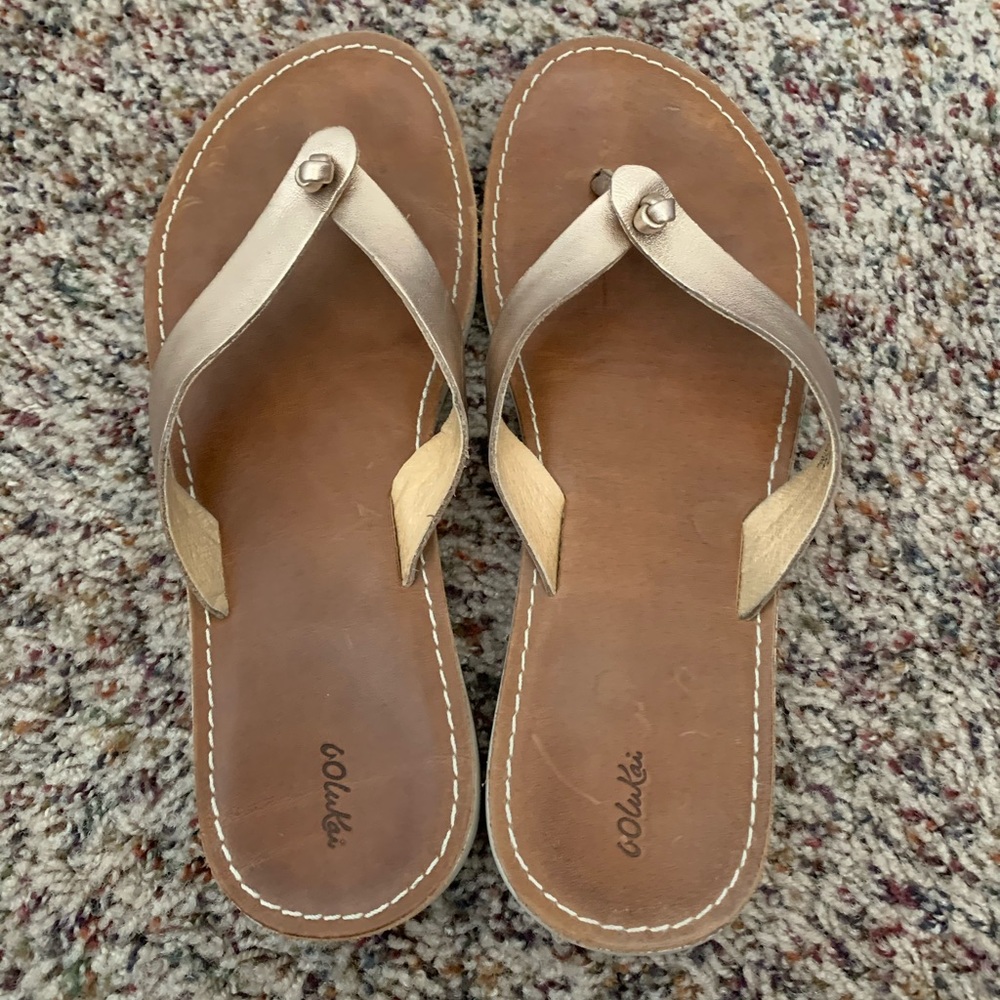 Olukai Nohie leather flip flops